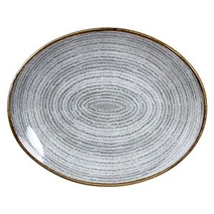 Studio Prints Homespun Orbit Oval Coupe Plate Stone Grey 10.62inch / 27cm 3 Studio Prints Homespun Orbit Oval Coupe Plate Stone Grey 10.62inch / 27cm