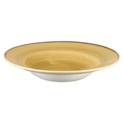 Churchill Stonecast Mustard Seed Yellow Wide Rim Bowl 9.4 Inch / 24cm