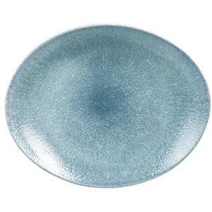 Studio Prints Raku Oval Coupe Plates Topaz Blue 10.62inch / 27cm 3 Studio Prints Raku Oval Coupe Plates Topaz Blue 10.62inch / 27cm