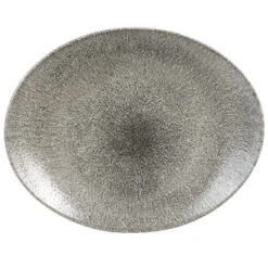 Studio Prints Raku Oval Coupe Plates Quartz Black 12.5inch / 31.7cm