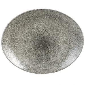 Studio Prints Raku Oval Coupe Plates Quartz Black 12.5inch / 31.7cm 3 Studio Prints Raku Oval Coupe Plates Quartz Black 12.5inch / 31.7cm