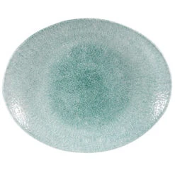 Studio Prints Raku Oval Coupe Plate Jade Green 12.5inch / 31.7cm
