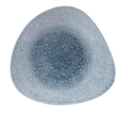 Studio Prints Raku Triangle Shallow Bowls Topaz Blue 10.9inch / 27.8cm