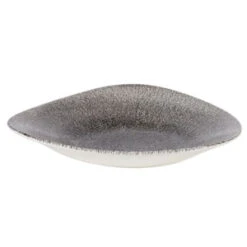 Studio Prints Raku Triangle Shallow Bowl Quartz Black 9.37inch / 23.8cm