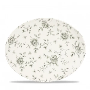Rose Chintz Grey Orbit Oval Coupe Plate 12.50 X 10inch 3 Rose Chintz Grey Orbit Oval Coupe Plate 12.50 X 10inch