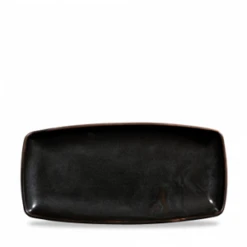 Metallic Black X Squared Oblong Plate 11.75inch