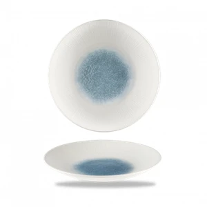 Raku Topaz Blue Bamboo Deep Coupe Plate 9.875inch 3 Raku Topaz Blue Bamboo Deep Coupe Plate 9.875inch