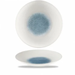 Raku Topaz Blue Bamboo Deep Coupe Plate 10.625inch