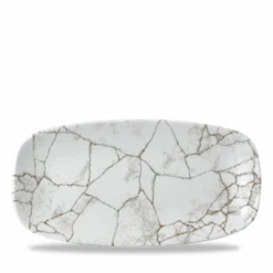 Studio Prints Kintsugi Agate Grey Chefs Oblong Plate 11.75 X 6inch