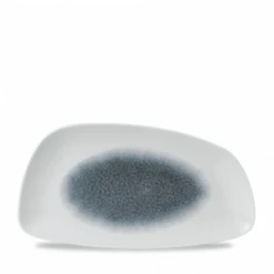 Raku Topaz Blue Chefs Geo Plate 13.75 X 7.25inch