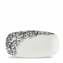 Kintsugi Accents Quartz Black Chefs Oblong Plate 11.75 X 6inch