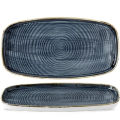 Stonecast Blueberry Chefs` Walled Oblong Plate 13.75inch X 7.25inch / 35 X 18.5cm